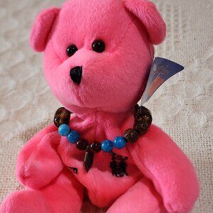 RARE Treasure Bears Pink WISDOM Asian Influence K&K Games Beanie Plush Bear
